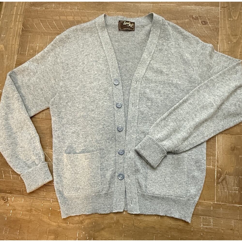 Vintage Lord Jeff Made In The USA Cardigan Grampacore Medium Baby Blue